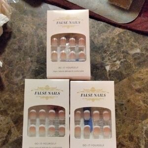3-DIY False Nails Set - Pink and White